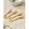 Taartvorkjes (set van 4) - Stainless Steel Seashell - Gold - RICE