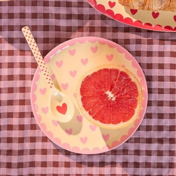 RICE - Klein Rond Bord - Favorite Hearts - Pink