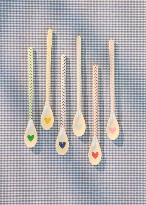 RICE Set 6 lange lattelepels - Favorite Hearts Print - RICE