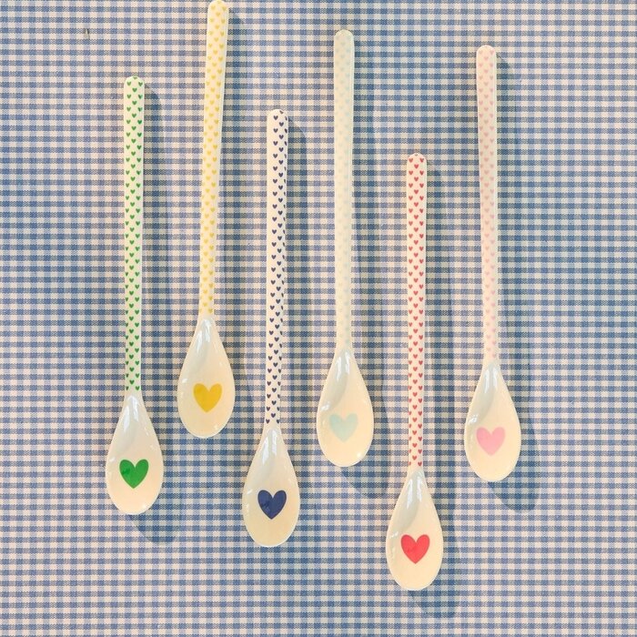 RICE - Set 6 lange lattelepels - Favorite Hearts Print