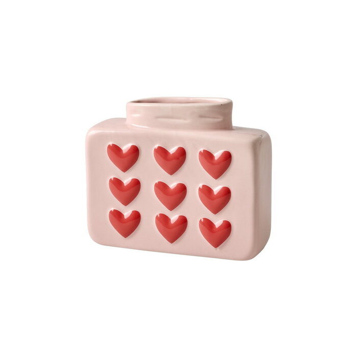 RICE Ceramic Vase with Embossed Hearts - rice