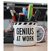 Emaille mok Warning Genius at Work - Nostalgic Art