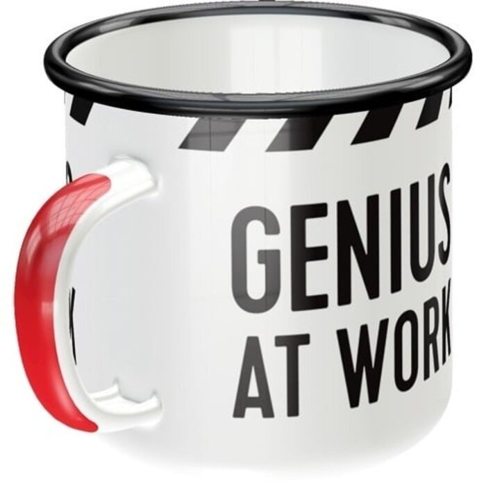 Nostalgic Art - Warning Genius at Work Emaille Mok