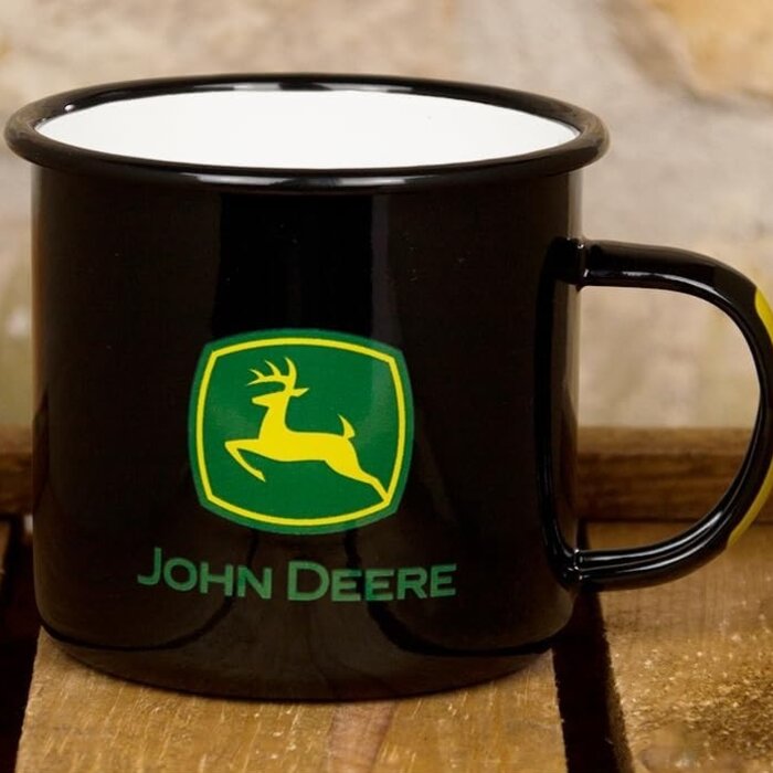 Nostalgic Art John Deere Emaille Mok - Logo Black - Nostalgic Art