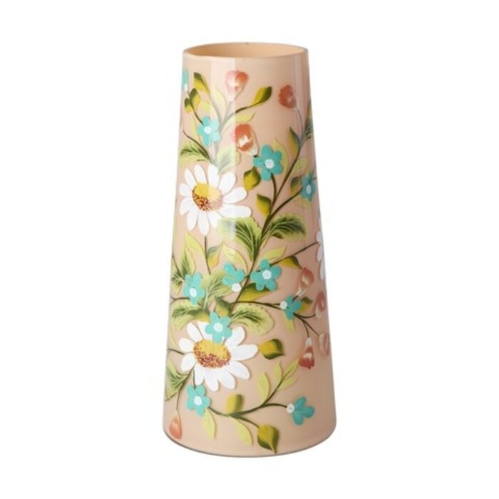 RICE – Glass Cylinder Vase with Hand-painted Flowers