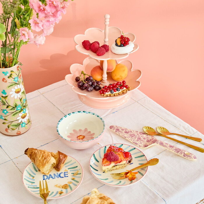 RICE – Glass Cylinder Vase with Hand-painted Flowers