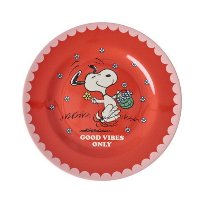 RICE – Round Side Plate Red Snoopy Print