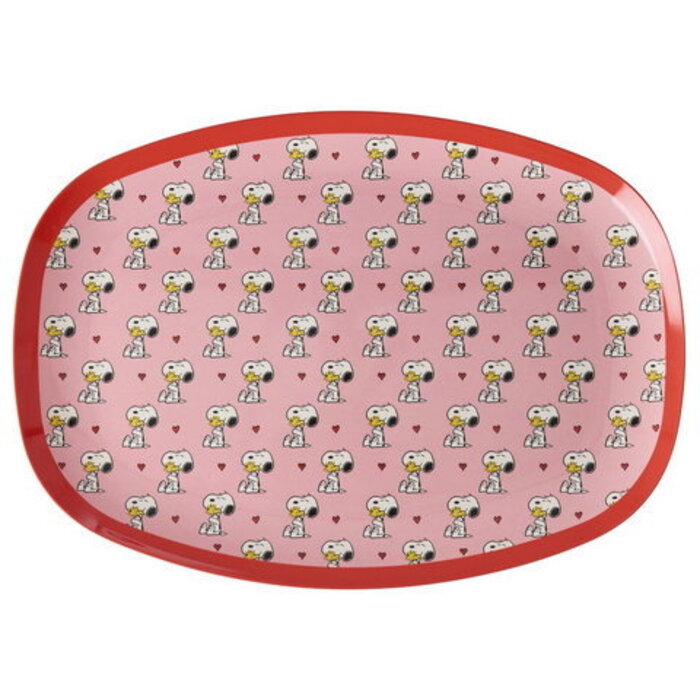 RICE – Large Rectangular Dinner Plate Pink Snoopy Print