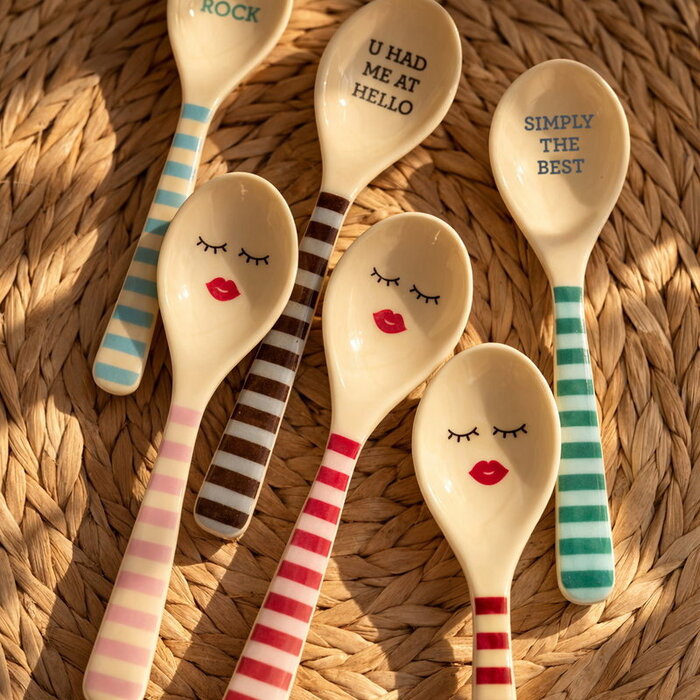 RICE – Theelepels roze & rood (set van 3)