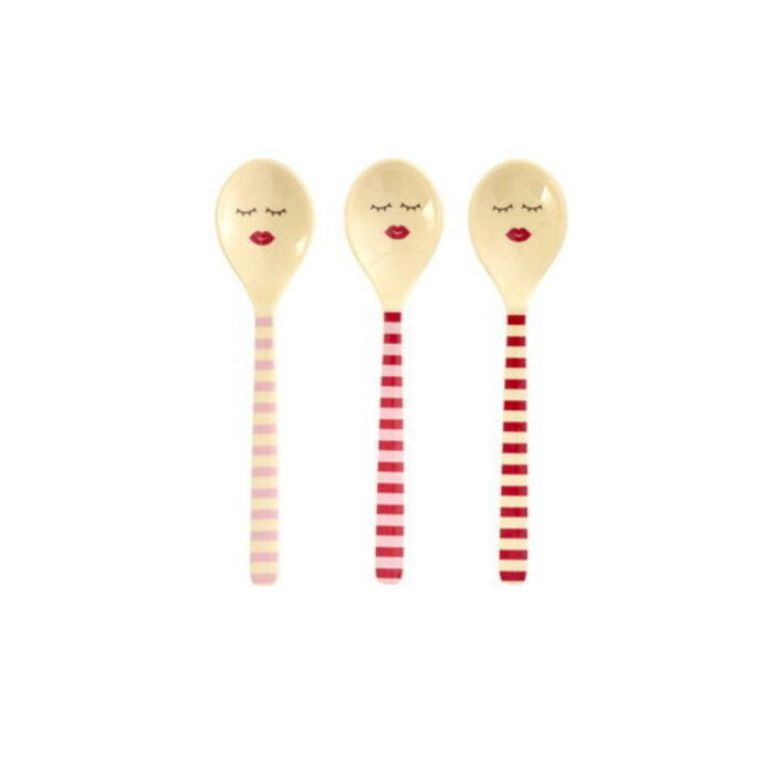 RICE – Theelepels roze & rood (set van 3)
