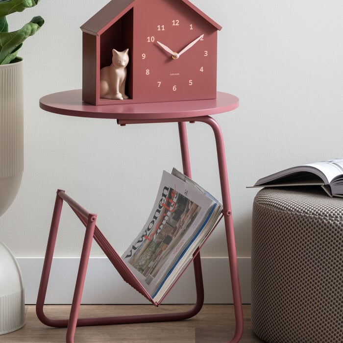 Karlsson - Wandklok Sitting Cat Burgundy Red