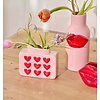Ceramic Vase with Embossed Hearts - rice