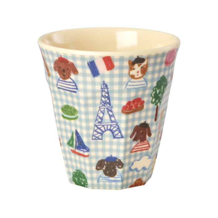 RICE -  Middelgroot beker - Kids in Paris Blue
