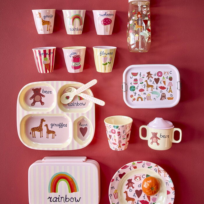 RICE - Kinderbord met 4 vakken - ABC Pink