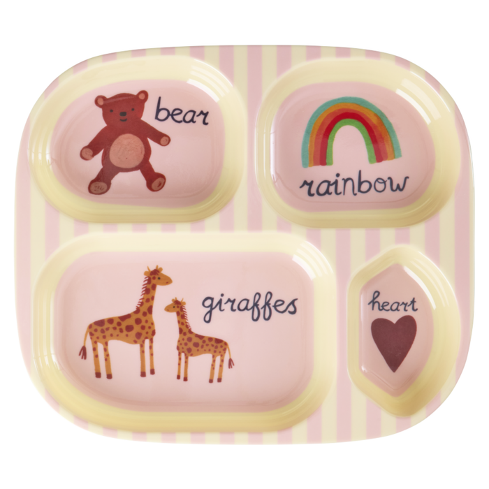 RICE - Kinderbord met 4 vakken - ABC Pink