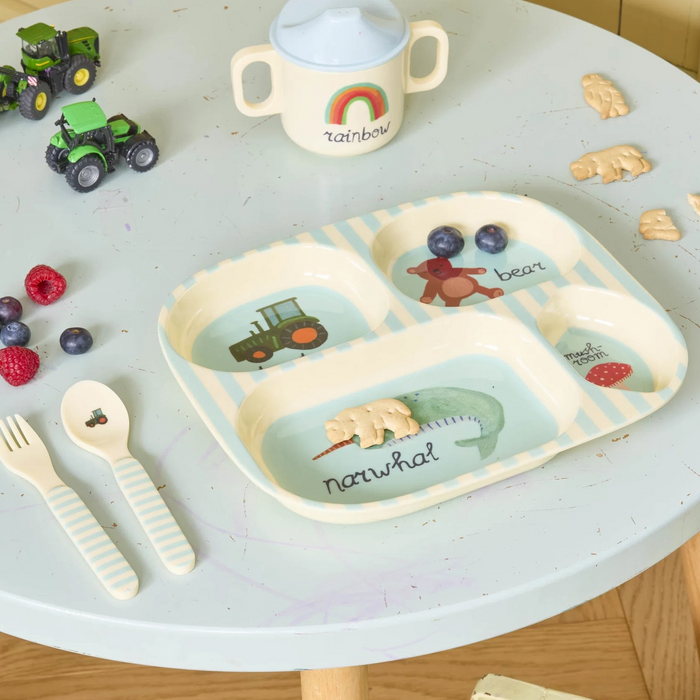 RICE - Kinderbord met 4 vakken - ABC Blauw