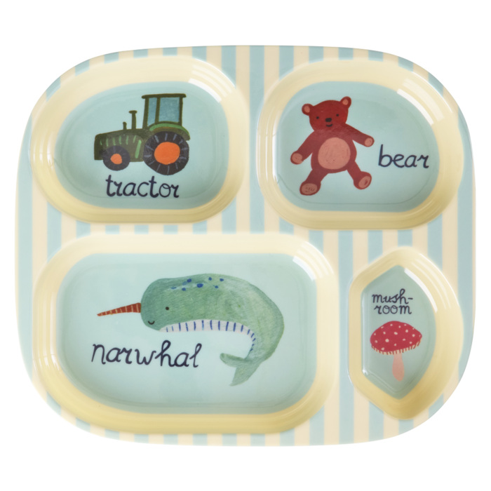 RICE - Kinderbord met 4 vakken - ABC Blauw