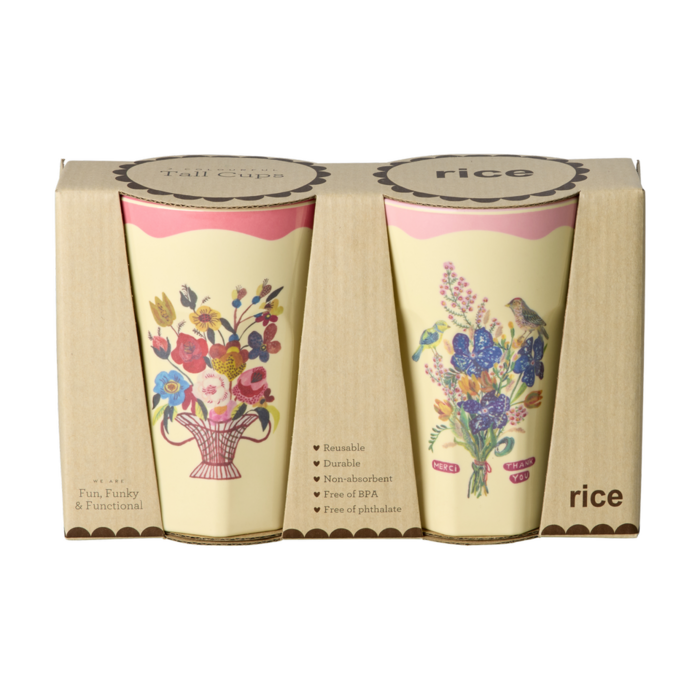 RICE - Grote beker - Roze - Nathalie Lété Vol. 2 Print - Set van 2