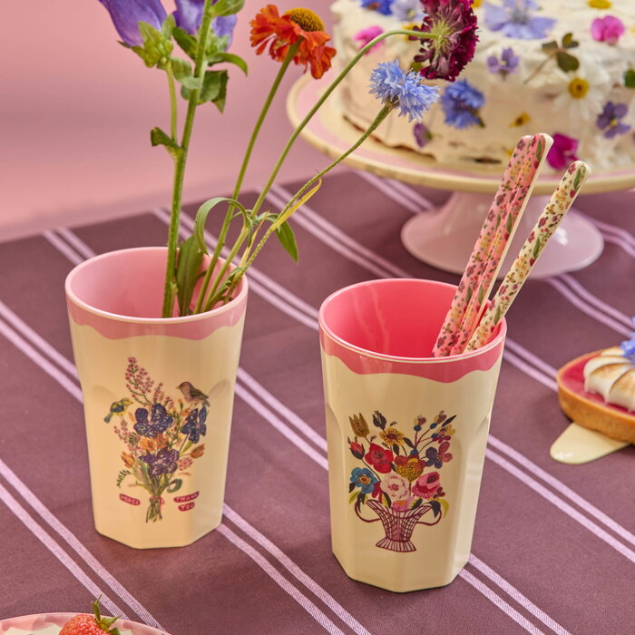 RICE - Grote beker - Roze - Nathalie Lété Vol. 2 Print - Set van 2