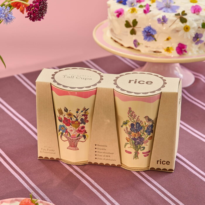 RICE - Grote beker - Roze - Nathalie Lété Vol. 2 Print - Set van 2