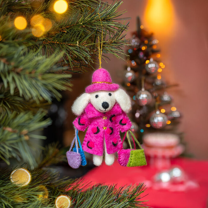 Sjaal met Verhaal – Hanger Poedel Shopaholic Roze
