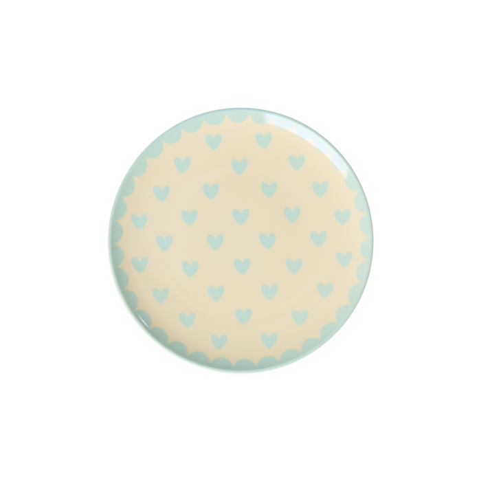 RICE - Klein Rond Bord - Favorite Hearts - Mint