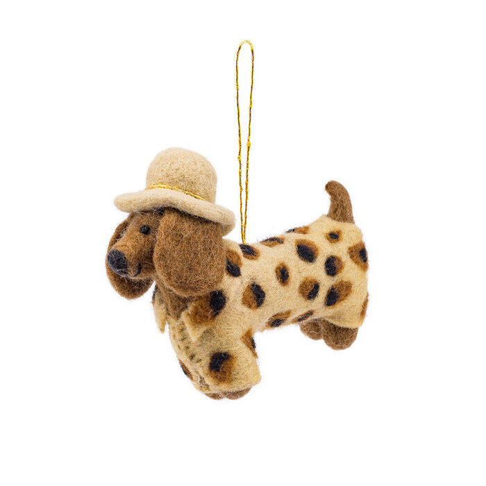 Sjaal met Verhaal – Hanger Teckel Panter Beige