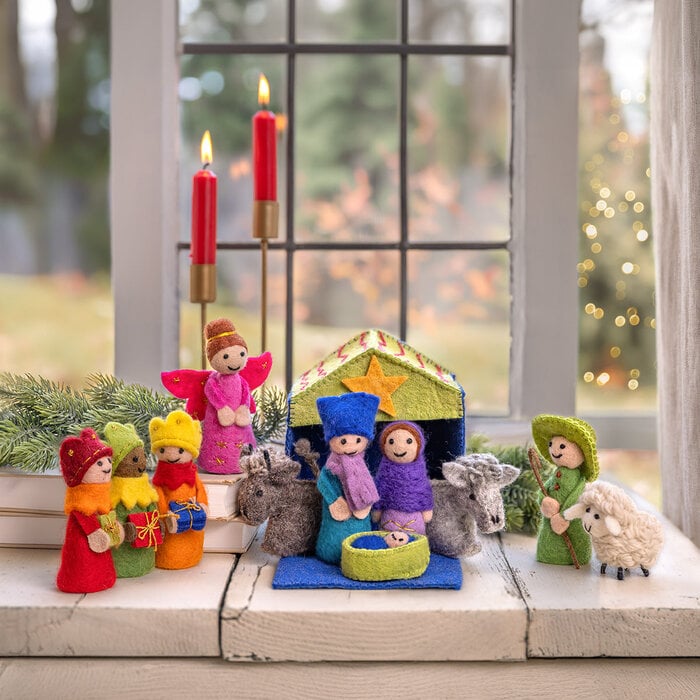 Sjaal met Verhaal – Kerststal Multicolor