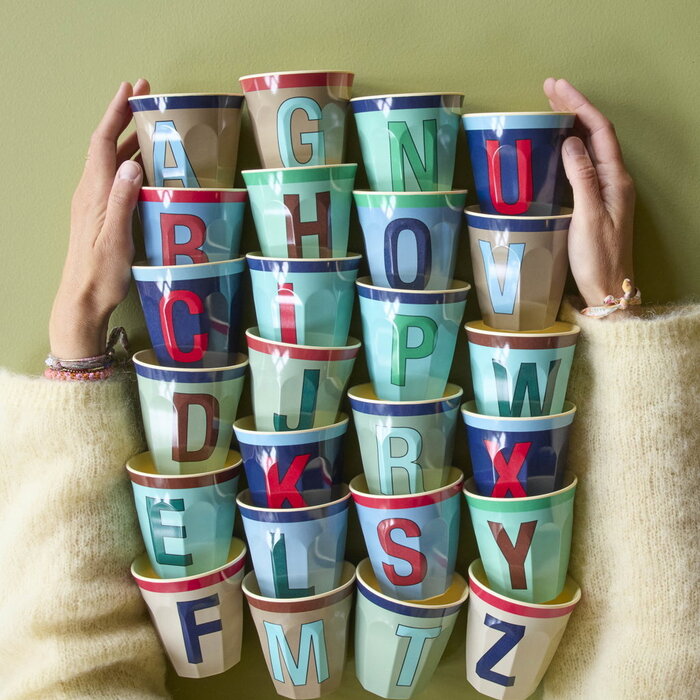 RICE - Medium Alphabet Cup O Vintage Blue