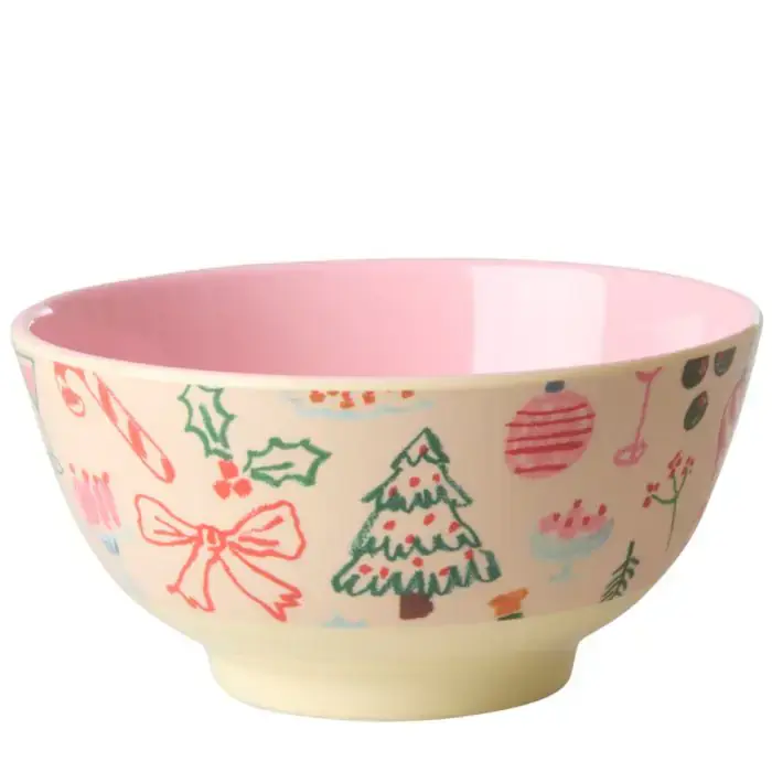 RICE Medium Bowl - Xmas Galore Print - RICE