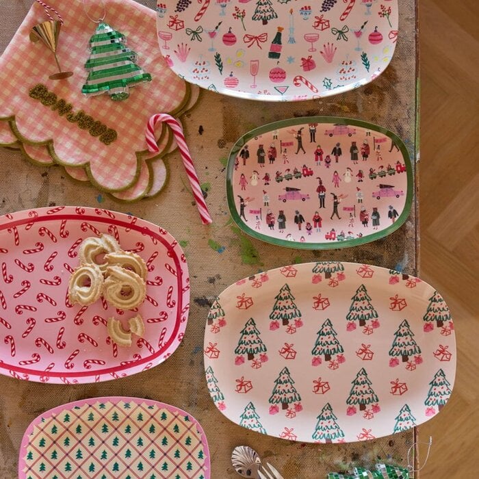 RICE - Groot Rechthoekig Dinerbord - Xmas Galore