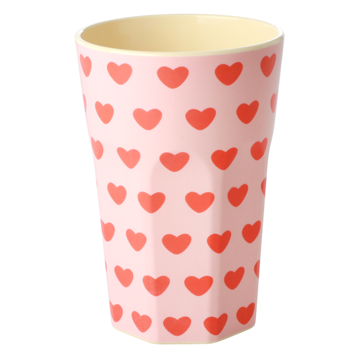 RICE - Grote Beker Sweet Hearts Print Zachtroze