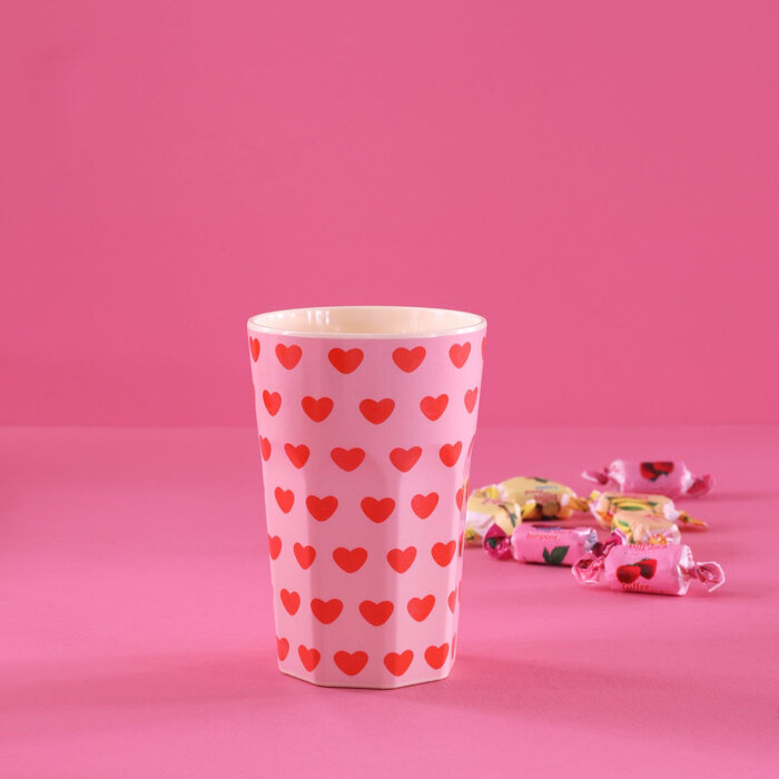 RICE - Grote Beker Sweet Hearts Print Zachtroze