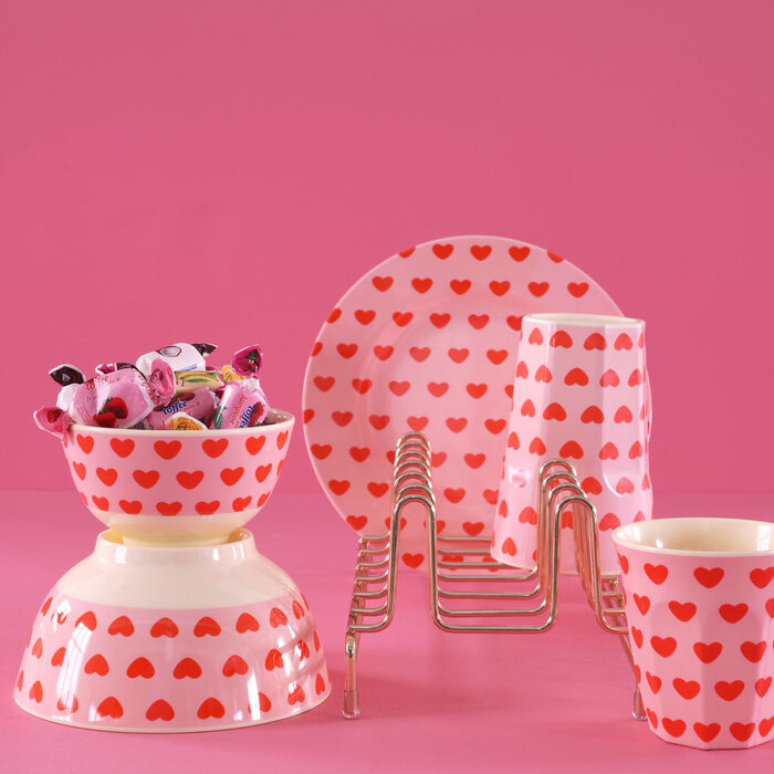RICE - Grote Beker Sweet Hearts Print Zachtroze