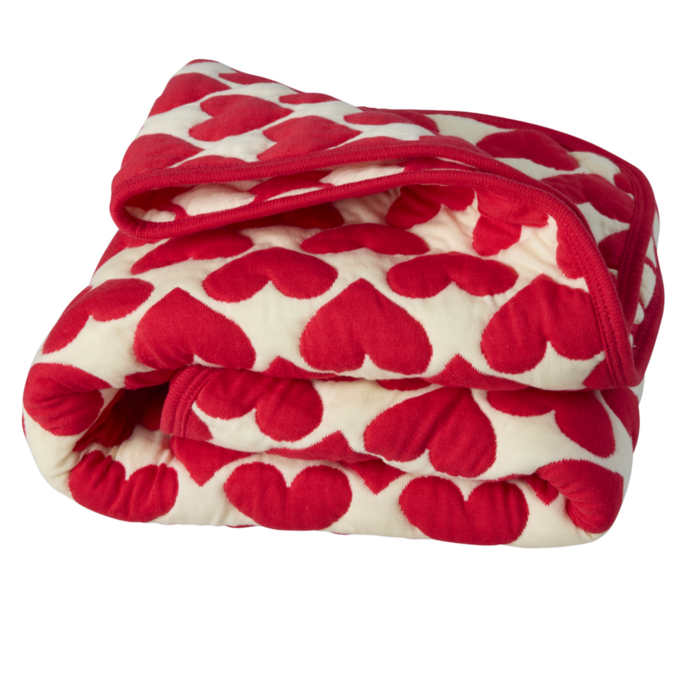 RICE - Kleine Katoenen Deken met Hartjes Rood