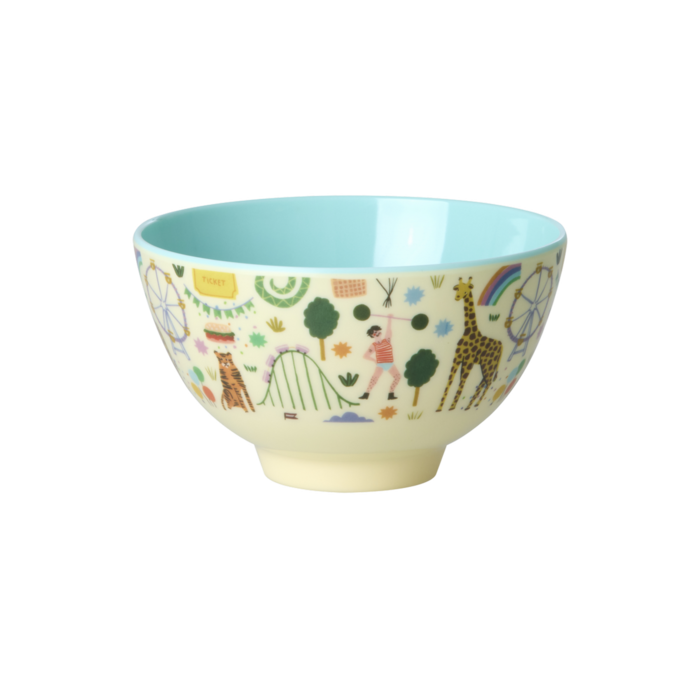 RICE Klein Kinderschaaltje Mint Fun Fair Print - RICE