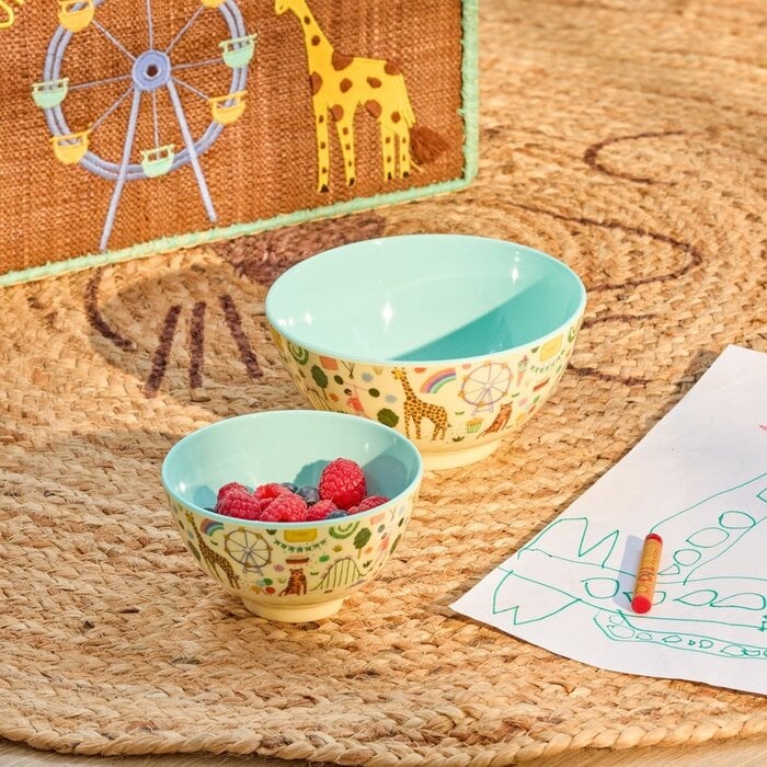 RICE - Klein Kinderschaaltje Mint Fun Fair Print