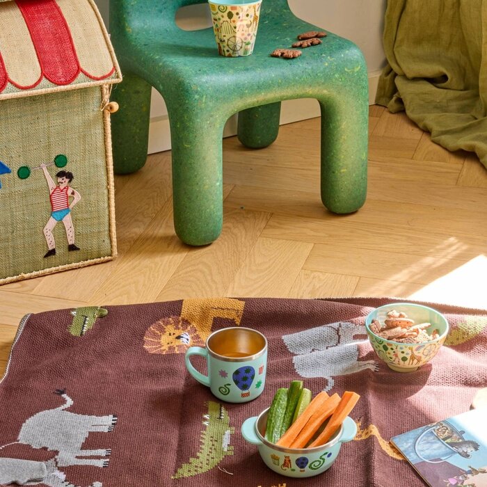 RICE - Klein Kinderschaaltje Mint Fun Fair Print
