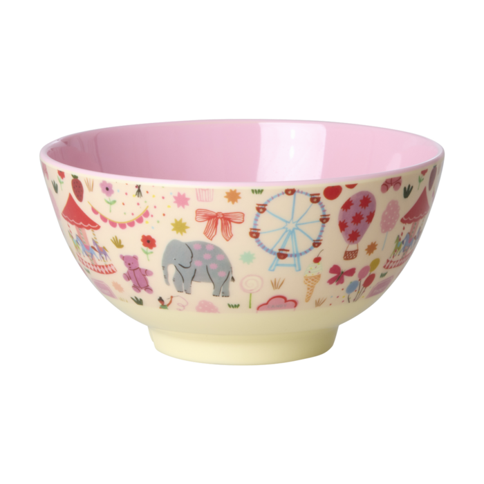 RICE - Middelgroot Kinderschaaltje Roze Fun Fair Print
