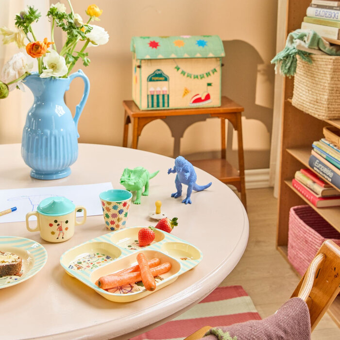 RICE - Kinderbord met 4 Compartimenten Mint Fun Fair Print