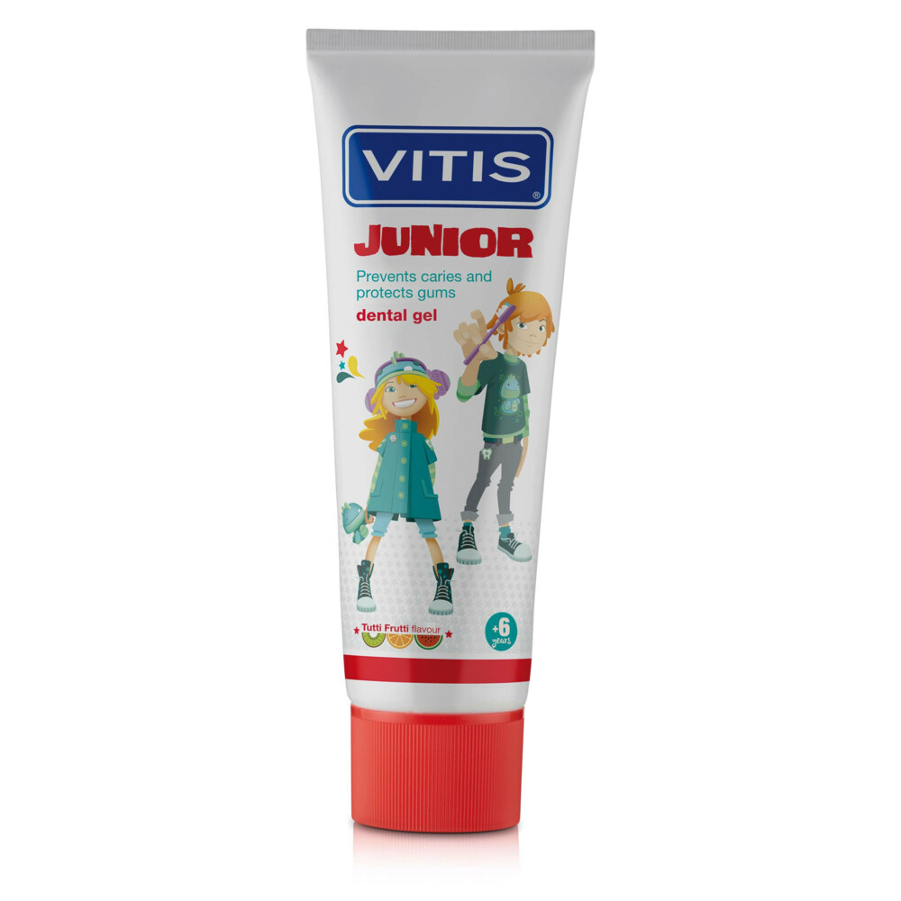 Ten einde raad eiwit Matroos Vitis Junior - 6+ jaar tandpasta/gel - Tutti Frutti - Babydrogist.nl