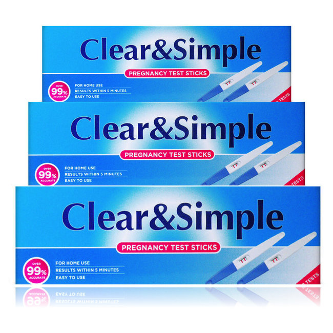 Clear & Simple Zwangerschapstest - 3 x 2 Test Sticks - 99% nauwkeurigheid