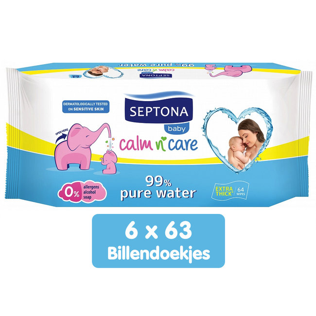Septona Septona - Baby Calm n' Care 99% Pure Water - Billendoekjes - 6 x 64
