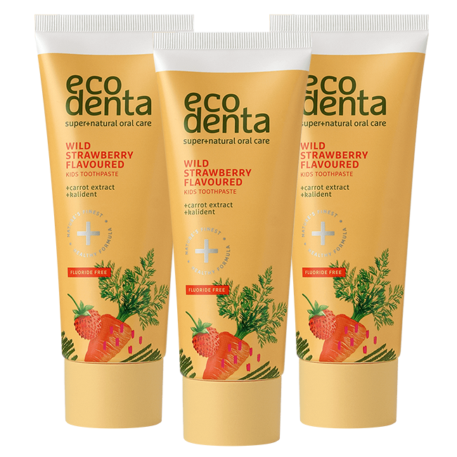 Ecodenta Kids - Natuurlijke Tandpasta Wild Strawberry - 3 x 75ml Voordeelverpakking