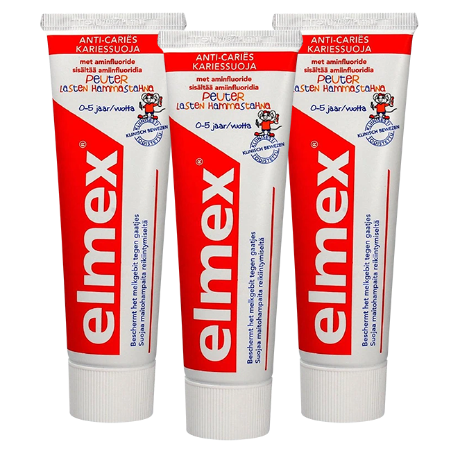 Elmex Peuter - Tandpasta - 0/5 jaar - 3x75ml - Voordeelverpakking