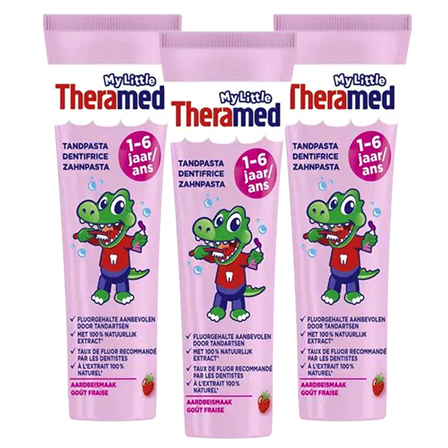 Theramed - My Little Tandpasta - 1 - 6 jaar - Aardbei - 3x50ml - Voordeelverpakking