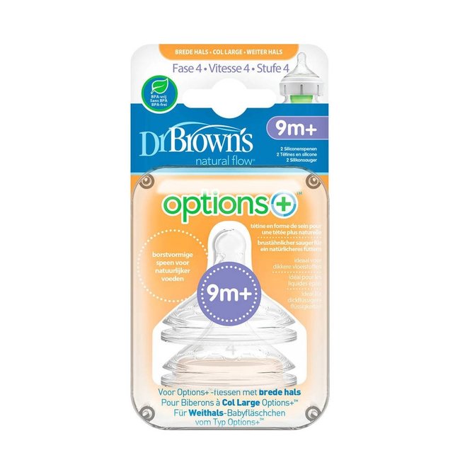 Dr. Brown's Options - Anti-colic - Speen Fase 4 Brede Halsfles - 2 stuks