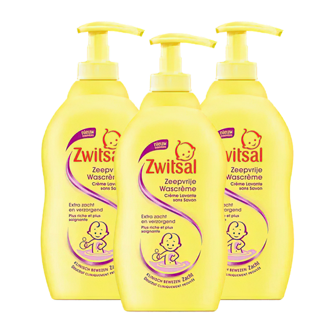 Zwitsal - Zeepvrije Wascreme - 3 x 400ml - Voordeelpack