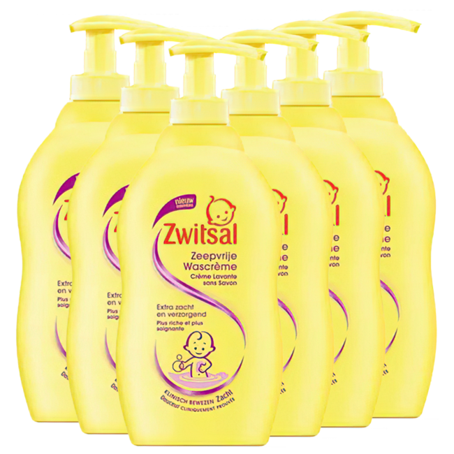 Zwitsal Zwitsal - Zeepvrije Wascreme - 6 x 400ml - Voordeelverpakking