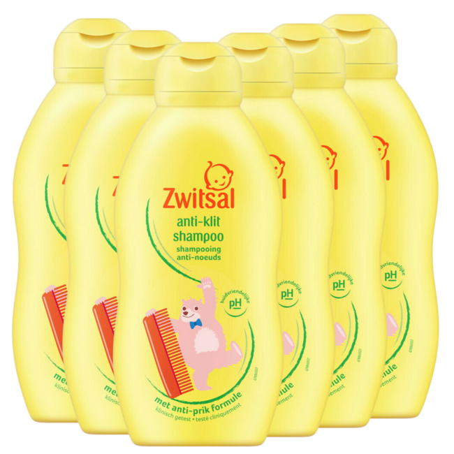 Zwitsal - Anti Klit Shampoo - 6 x 200ml - Beestenboel - Voordeelverpakking